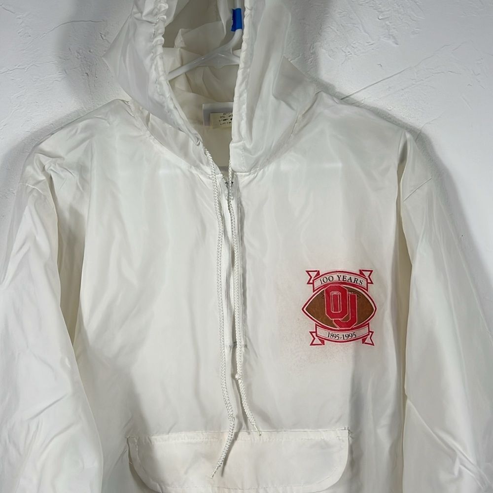 🔥🏈 Vintage 90’s OKLAHOMA SOONERS White Lightweight Hooded Jacket Men Sz XL - G